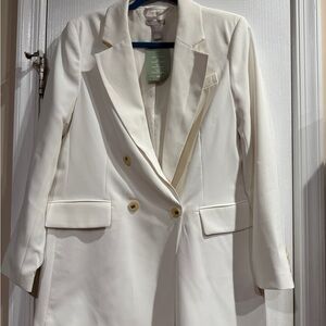 H&M Cream Double-Breasted Blazer